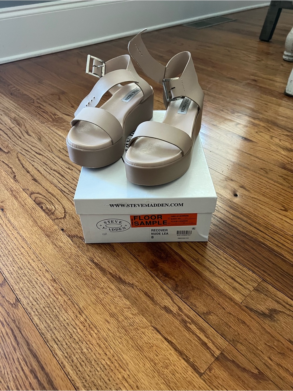 Steve Madden Nude Platform Sandals with Chunky Heel
